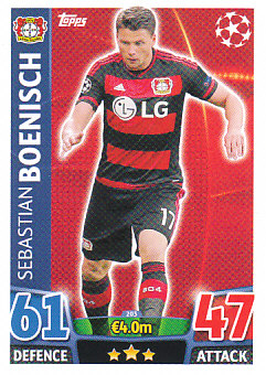 Sebastian Boenisch Bayer 04 Leverkusen 2015/16 Topps Match Attax CL #203